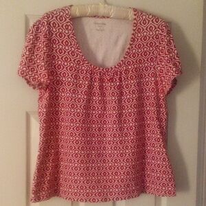 Croft & Barrow Women's Red Patterned Top - Large